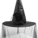 Halloween Witch Hat Costume Accessory Women Hats for Halloween Party Cosplay (Black)