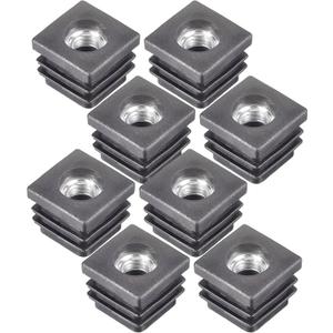 MyyiTar 8 Pcs Square Chair Leg Floor Protector, Furniture Leg Protectors, Plastic Plugs 0.8"x0.8" OD Square Tubing Endcap with M8 Thread for Tubular Racks Legs Inserts,Black 0.8 inch