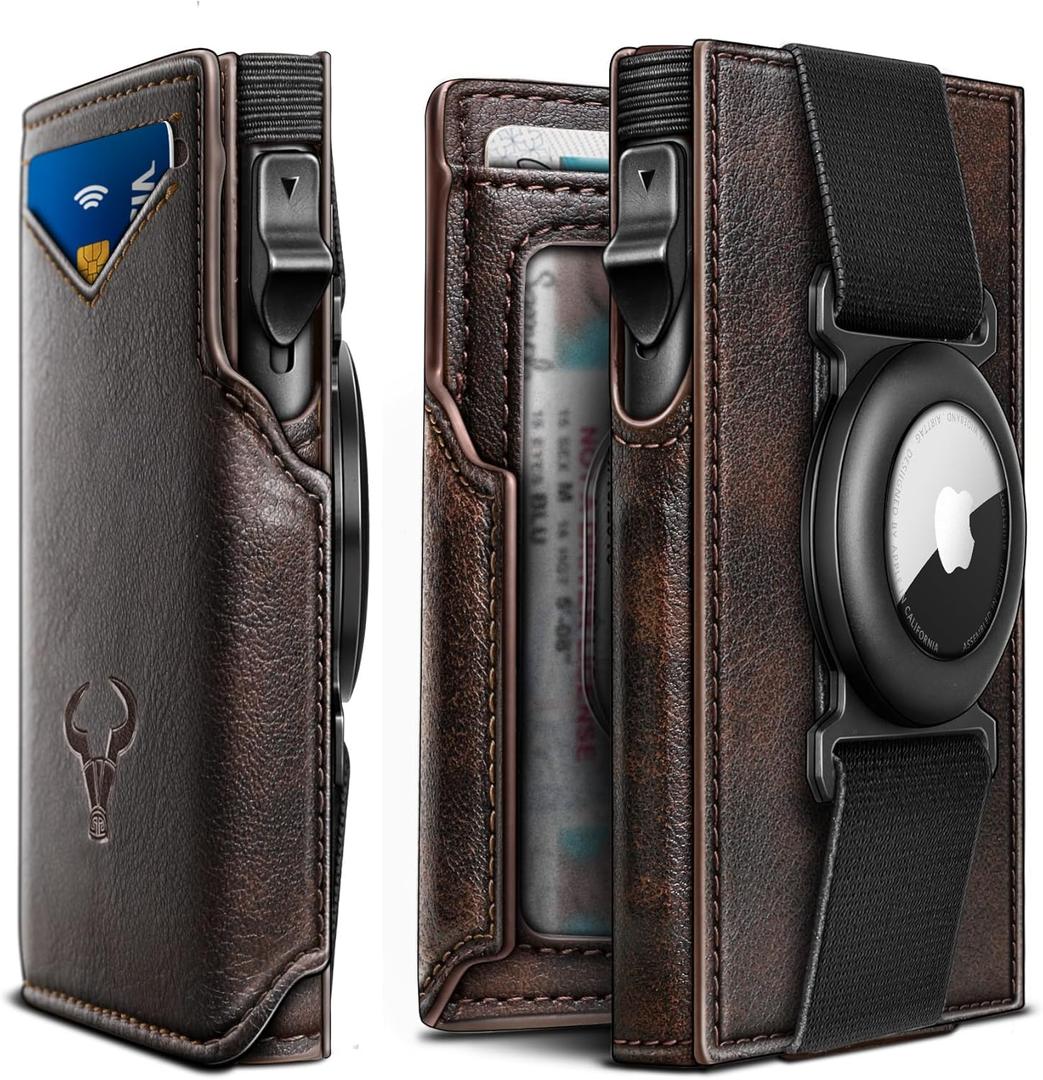 BULLIANT Men Wallet Gift Boxed,Slim Front Pocket Wallet Money Clip Card Holder 3.8"x2.7",Pop-up Access