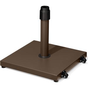 45lbs Patio Umbrella Base with Wheels - Heavy Duty Outdoor Patio Market Umbrella Stand for Deck with Rollers, Poolside, Balcony, Wind-Resistant Design, Brown