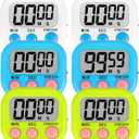 ZILLEEN 6 Pack Kitchen Timers for Cooking Digital Classroom Timers for Teachers Kids White Blue Green