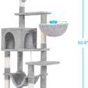 Hey-brother Cat Tree with Large Hammock, Multi-Level Cat Tower for Indoor Cats, Cat Condo with Sisal-Covered Scratching Posts and Top Perch, Light Gray MPJ050W