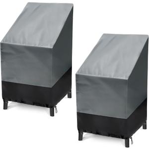 Outdoor Chair Covers, 2 Pack Outdoor Stack Chairs Waterproof, Patio chair Covers Outdoor Furniture Covers (25"W x 25"D x 47"H)