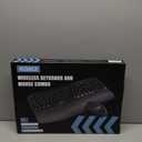 Wireless Keyboard and Mouse Combo, Wave Keys Full-Sized Ergonomic Keyboard with Cushioned Plam Rest, Phone Holder, Comfortable Natural Typing, 2.4G Cordless Set for Computer, Laptop, PC, Mac, Windows (Black)