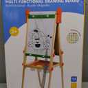 Kids Art Easel with Paper Roll for Toddlers, Adjustable Double Sided Magnetic Drawing Board Dry Erase Whiteboard & ChalkboardEasel for Toddlers 2-4 Years Painting Wooden Easel Kids 4-8