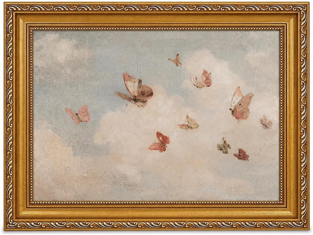 Butterfly Cloud Canvas Wall Art,Cottagecore Nursery Wall Decor24x16in