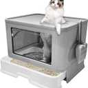 Foldable Box, Enclosed Potty with Scoop, Front Entry Top Exit Cat Litter, Closed Smell Proof Anti Splashing, Drawer Type Cat Litter Easy to Clean