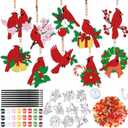 30 Pack Cardinal Suncatcher Kits - DIY Acrylic Window Art Crafts Painting Set Red Bird Ornaments Spring Classroom Activities Spring Easter Party Favors Memorial Gifts