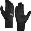 MCTi Glove Liner Touch Screen Lightweight for Winter Running Texting (Large, Black)