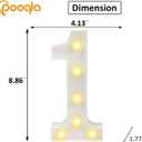 Pooqla Decorative Led Light Up Number Letters, White Plastic Marquee Number Lights Sign Party Wedding Decor Battery Operated Number (1)
