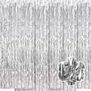 5 Pack Silver Foil Curtain Backdrop 3.2ft x 9.8ft Metallic Tinsel Foil Fringe Curtains Streamer Photo Booth Backdrop for Birthday Party Engagement Bachelorette Party Decorations (Silver)