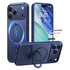 TORRAS Magnetic Ostand for iPhone 17 Pro Max Case, [Military Grade Drop Tested] [Compatible with MagSafe][Build-in Kickstand] Translucent Slim Soft Edge Anti-Fingerprint 6.9" 2026, Deep Blue