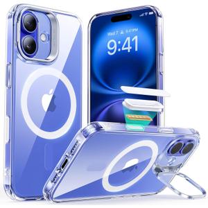 ESR for iPhone 16 Plus Case, Camera Control Button Compatible with MagSafe, Military-Grade Protective Case for iPhone 16 Plus,Built-in Stash Stand Phone Case, Scratch-Resistant Back Cover, Clear