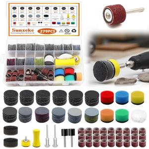 279PCS 1Inch Sanding Discs and Drum for Dremel Tool Accessories,60-10000 Grit Hook and Loop Sandpaper for Polishing Kit,Sanding Bits kit for Resin/Rock/Making Jewelry Polishing