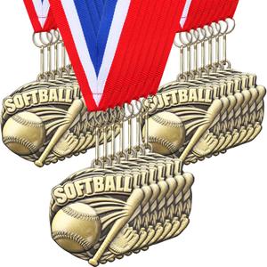 Tondiamo 20 Pcs Award Medals Bulk 2'' Gold Softball Medals 3D Trophy Awards for Softball Game Player Sports Team Competition Participation Tournament Party Favors