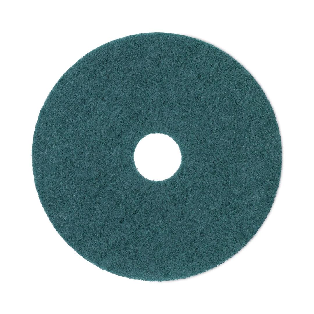 Boardwalk Heavy-Duty Scrubbing Floor Pads, 17" Diameter, Green, 5/Carton