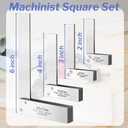 Lancisism Machinist Square Set 2, 3, 4, 6 Inch, Precision Engineer Wide Seat Square Mechanical Engineer Steel Angle Ruler High Precision 90 Degree Wide Base Square Tool L-Type Testing Measuring Tool
