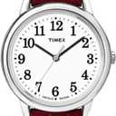 Timex Women's Easy Reader Watch (30mm, Red/Silver-Tone/White/30mm)