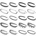 20PCS Fashion No Slip Comfortable Comb Headbands with Teeth for Women and Men Hair Head Bands Zig Zag Accessories Non Styling Hairband Thin Metal High Skull Trendy Reversible Plastic Cranium Black