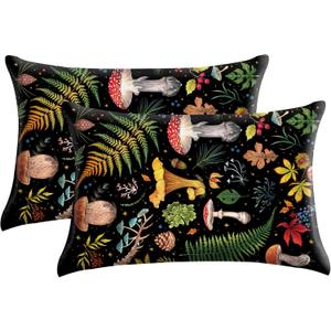 GABraden Microfiber Pillow Cases 2PCS, Floral Print Pattern Pillow Cover Set with Hidden Zipper, Lightweight and Breathable, Comfortable Fabric, Standard Size 20"X 26" Pillow case(Mushroom)