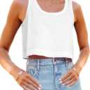 Aoysky Womens Cotton Crop Tops Casual Loose Tank Top Sleeveless Basic Cropped Athletic Yoga Workout Shirt (Large, White)