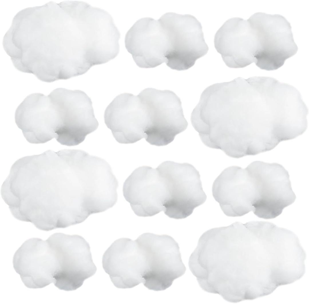 Jetec 12 Pieces Artificial Cloud Props Imitation 3D Cloud Shape Hanging Decorations Room DIY Decorative Hanging Ornament for Wedding Party Stage Show Decor (Small and Medium Size)
