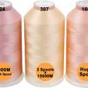 New brothreads - 40 Options- Various Assorted Color Packs of Polyester Embroidery Machine Thread Huge Spool 5000M for All Embroidery Machines -Flesh Colors
