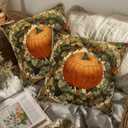 Pumpkin Fall Throw Pillow Covers 18x18 Set of 2 | Farmhouse Decorative Cushion Cases for Couch, Sofa and Bedroom | Autumn Pillcases Home Decor for Living Room, Porch, Patio
