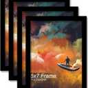 FULDGAENR 5x7 Picture Frame Set of 4, Black Frames for 5 x 7 Inch Photo Poster Certificate, High Transparency Wall/Tabletop Frame with Horizontal Vertical Display (4 Pack | Black | 5"x7")