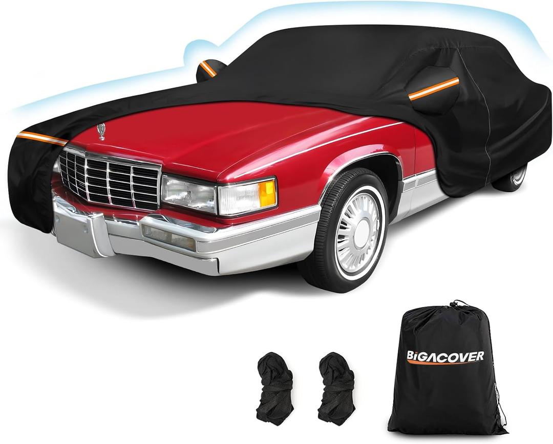 Car Cover for Cadillac Deville 1985-1993 Sedan 4 Door Waterproof All Weather Full Car Cover with Door Zipper Car Covers for Automobiles for Sun Rain Snow Protection Black, for Cadillac Deville 1985-1993