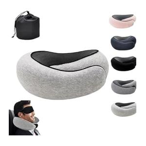 Polyester Cotton U Shape Neck Pillow, Reusable Carry Portable Travel Pillow with Removable Washable Cover, Travel Pillow for Travel, Home, Office