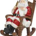 Christmas Santa Claus Figure Christmas-Decoration - Santa Sitting on Rocking Chair Figure 9.5*6*9.5 in Merry Christma Xmas Gift Resin Holiday Statues for the Mantle Farmhouse Decor Newman House Studio