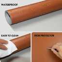 Double-Sided Leather PU Large Mouse pad, Computer Desk pad Non-Slip, Waterproof, Easy to Clean, Suitable for Office and Home Office Writing (Light Brown and Silver Gray, 31.515.7 Inches)