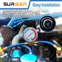 AC Charge Hose with Gauge, R134A Car AC Refrigerant Recharge Hose Kit, Come with R134A Piercing Can Tap 1/2ACME Valve & R134A Quick Coupler Fits for Car Air Conditioning Refrigerant 250 PSI