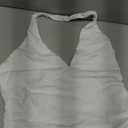 REORIA Womens Halter Tank Tops Double Lined Basic Cami Shirts Sexy Backless Y2K Trendy Going Out Tops (White, Medium)
