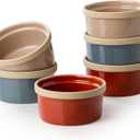 DAFUCERAMIC Ramekins 8 Oz Oven Safe, Ceramic Creme Brulee Souffle Dishes, Pudding Custard Cups Ramekin For Baking, Small Dipping Sauce Bowls, Set of 6, Microwave and Dishwasher Safe (Artisan Colors)