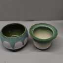 African Violet Pots, 6 Inch Self Watering Pots for Indoor Plants, Easy Plant Self Watering Planter, Ceramic Plant Pot with Absorbent Inner Pot for Flowers - Gradient Green (No Plants)