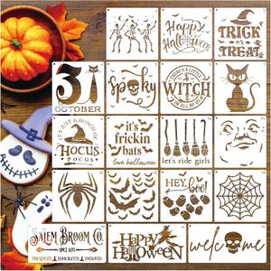 Halloween Stencils for Door Mats Large Halloween Rug Doormat Stencil for Painting on Wood Crafts Shirts Reusable Glass Door Hanger Sign (spooky18)