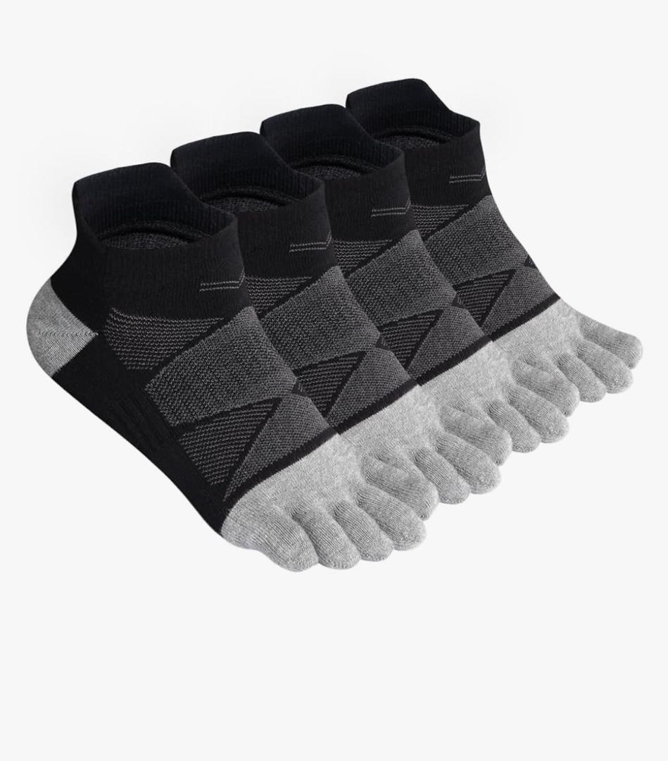 Meaiguo Toe Socks No Show Cotton Low Cut Five Finger Socks Athletic for Women Pair of 4 Black