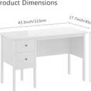 43.3" White Computer Desk with Drawers for Home Office