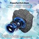 Herdio 8" Outdoor Rock Bluetooth Speakers IPX7 Waterproof Wired Max Power 1200 Watt All Weather for Deck Pool Backyard Patio Garden (Pair of 2, Black)