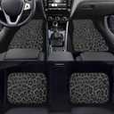 Black Green Leopard Print Car Floor Mats Universal Abstract Cheetah Pattern Wild Animal Skin Texture Floor Mats for Cars Front Rear Car Foot Rugs Cute Car Accessories for Trucks SUV Sedans