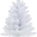 2FT Artificial Christmas Tree White Tabletop Christmas Tree with Plastic Stand Mini Xmas Pine Tree for Party Supplies Indoor Outdoor Holiday Home Decoration(White)