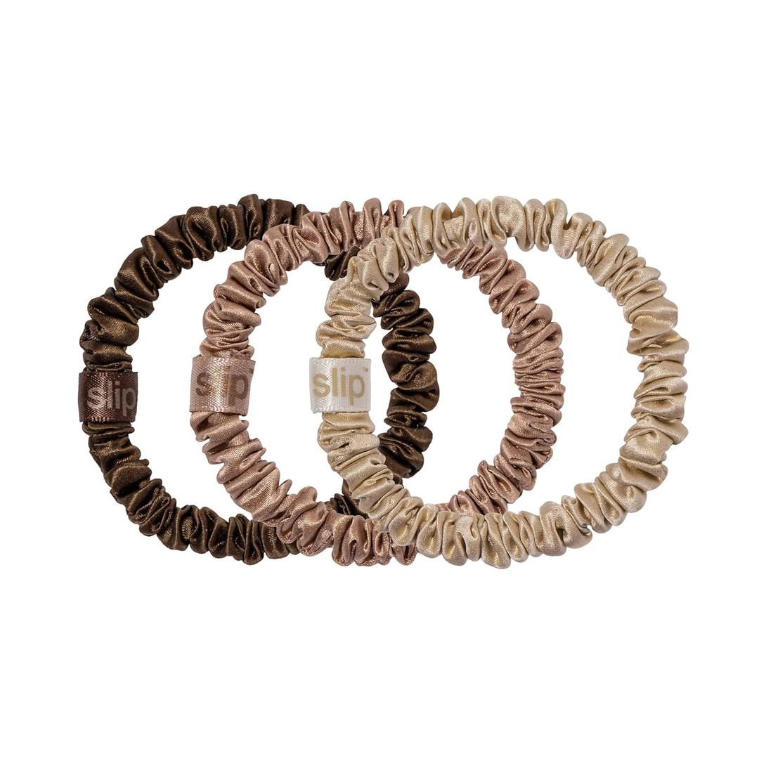 SLIP Amazon Exclusive Skinny Scrunchies: Anti-Crease, Anti-Breakage Slipsilk Design Protects Delicate Hair | Includes 3 Pure Silk Scrunchies, Basics
