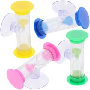 BESTOYARD3  Pcs Kids Toothbrush Timer with Suction Cup, 2-Minute Sand Hourglasses for Brushing Teeth, 4 Colors, Compact Design for Bathroom Mirror or Countertop