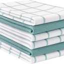 LANE LINEN Cotton Kitchen Towels and Dish Cloths Set, 3-Pack Absorbent, Quick-Drying Dish Towel, 18" x 28", Soft, Premium Hand and Tea Towels - Aqua