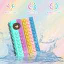 Pop Fidget Erasable Doodle Book,Pop Bubble Fidget Sensory Drawing Book with 12 Watercolor Pens,Car Ride Airplane Activities for Girls Boys Ages 3,4,5,6 (Silicone, Multi Bear)