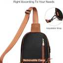 FADEON Sling Bags for Women Crossbody Bags, Designer PU Leather Sling Purse Multi-Pocket Packs with Card Slot Black Brown