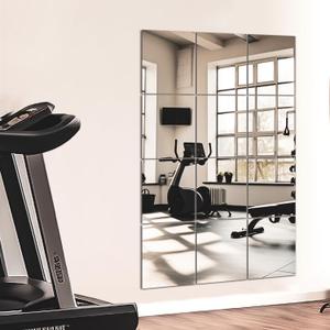 Home Gym Mirror Tiles for Wall, 14"x12"x12PCS Full Length Home Gym Workout Mirror for Garage, Bedroom, Living Room, Over The Door (Frameless)