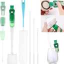 OUTXE 5 Pack Bottle Brush Set, 5-in-1 Water Bottle Cleaner Brush, 15"" Long Handle Bottle Cleaning Brush, 3 Straw Brush, Removable Nipple Brush, Detail Brush for Cup Lid Gap, WBBSBLB5